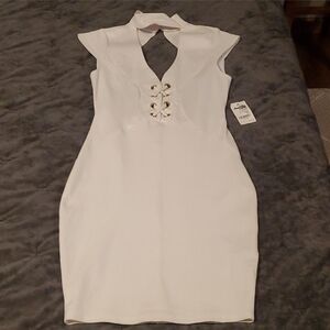Charlotte Russe White Dress with Lace-Up Detail